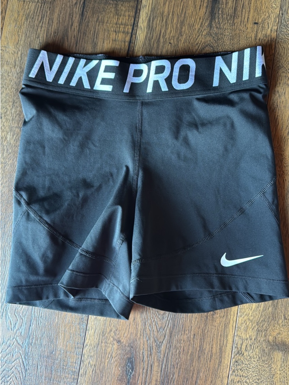Nike Black Women's Pro Bike Shorts with White Swoosh